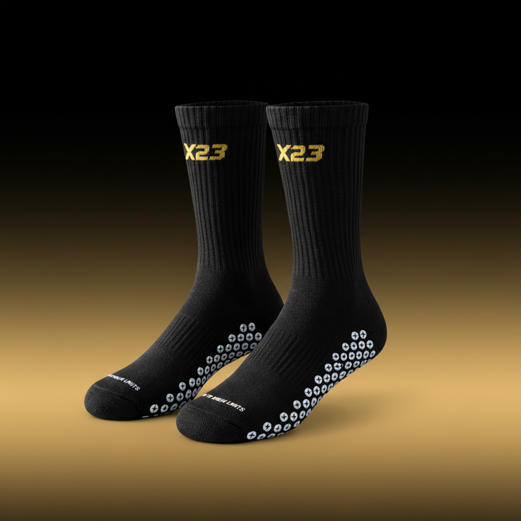Black and Gold X23 Grip Socks Product Image