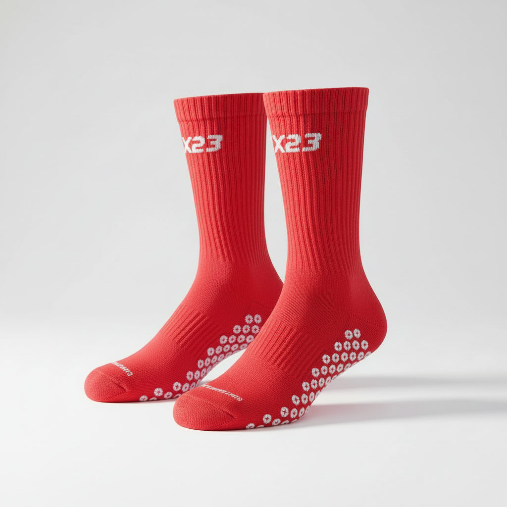 Red X23 Crew Socks Studio Product Image