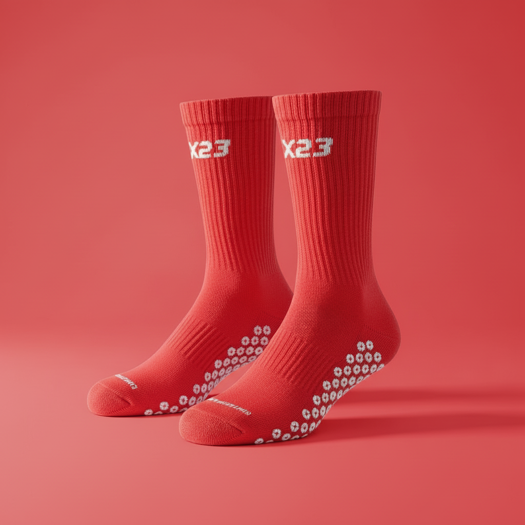 Red Grip Socks - Premium Crew Length | X23