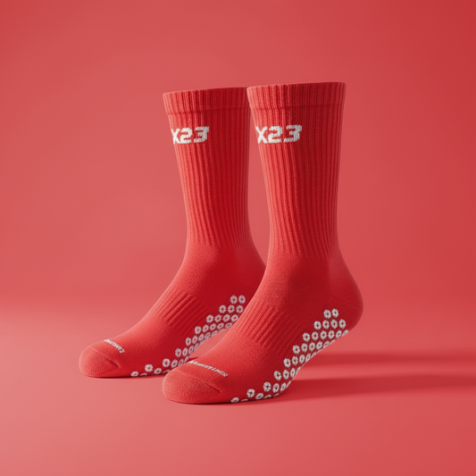Red Grip Socks - Premium Crew Length | X23